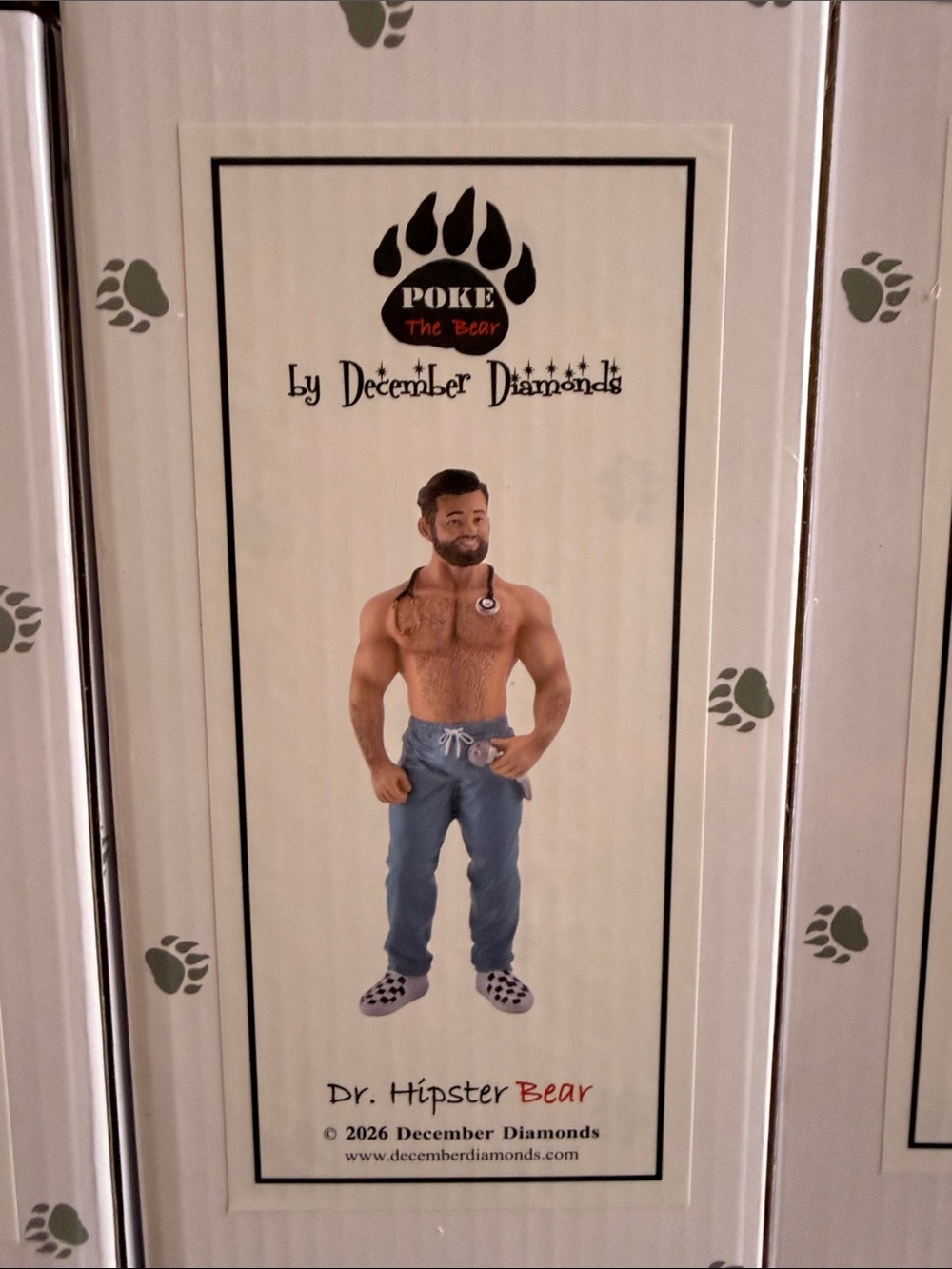 December Diamonds Dr. Hipster Bear Figurine - Blue Pants, Brown Fur